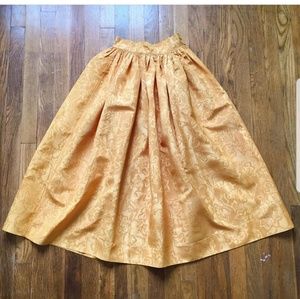 1940s gold moire taffeta skirt